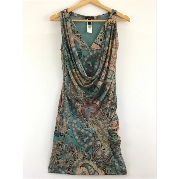 MANGO SUIT PAISLEY PRINT RUCHED SLEEVELESS DRESS - Picture 6 of 8